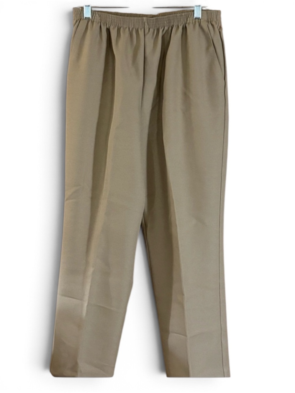 Alfred Dunner Khaki Pull On Elastic Waist Straight Leg Chinos Pants